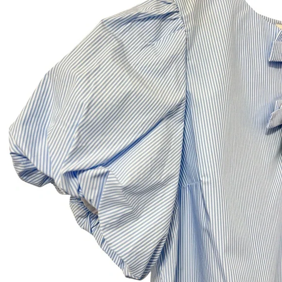 Kate Spade Target White Blue Stripe Puff Sleeve Bows Coastal Preppy Blouse L NWT - Picture 5 of 10